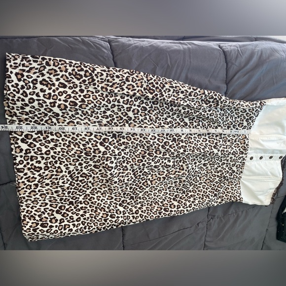 Selé Leopard Print Strapless Midi Dress with White Bodice - Picture 8 of 9